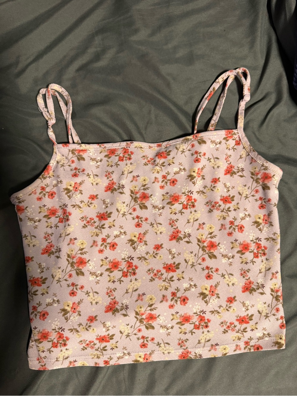 Forever 21 Pink Floral Spaghetti Strap Crop Top
